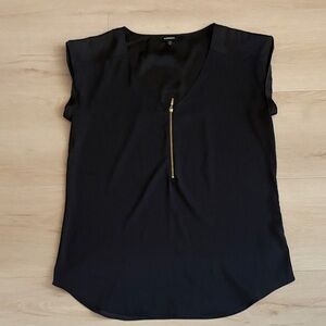 Express Black Blouse with Gold Zipper